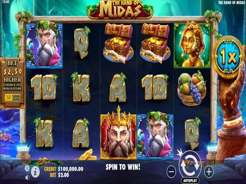 The Hand of Midas de Pragmatic Play — King Cluster con oro